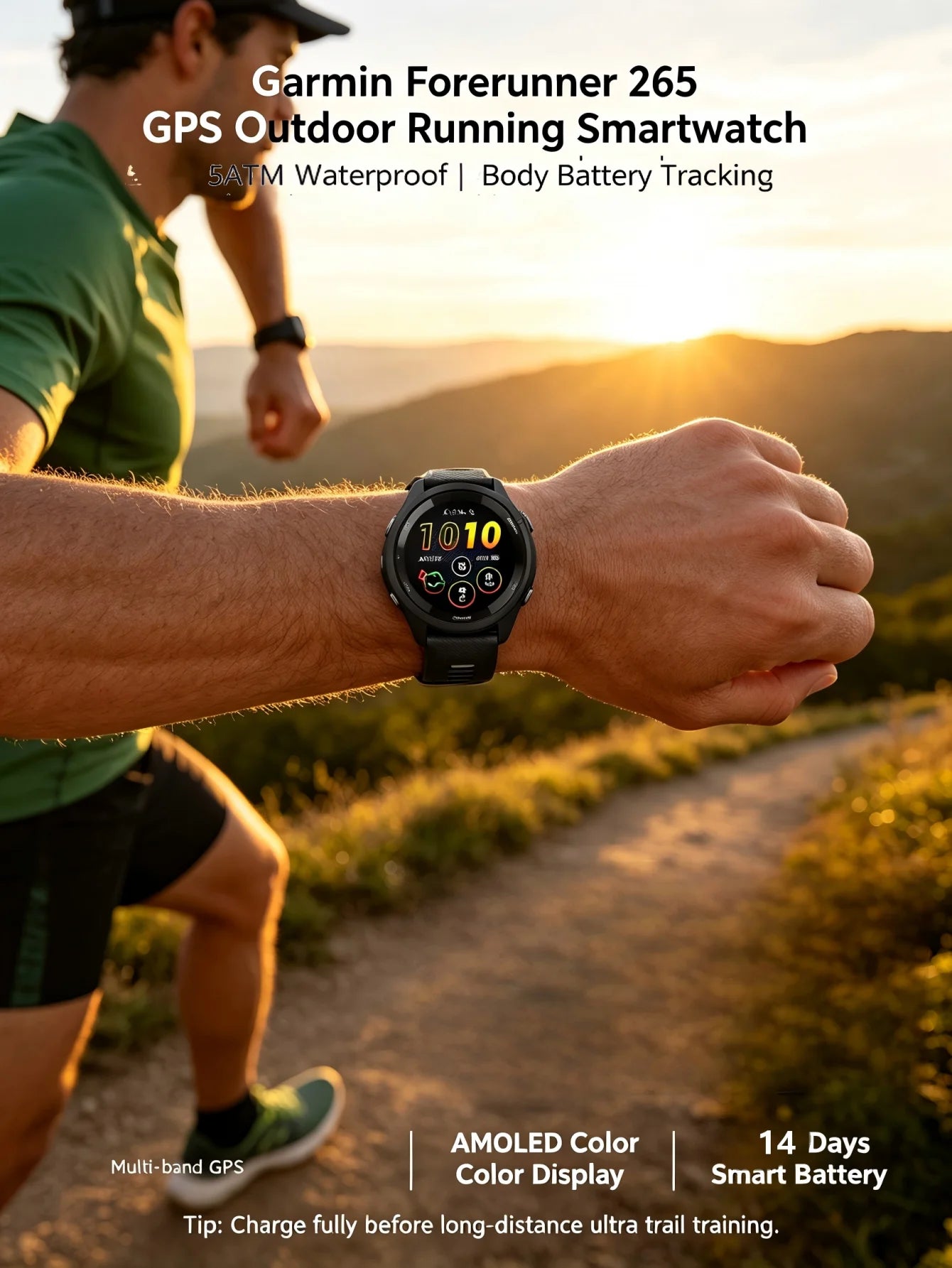 Garmin Forerunner 265 GPS Running Smartwatch Advanced Training Heart Rate