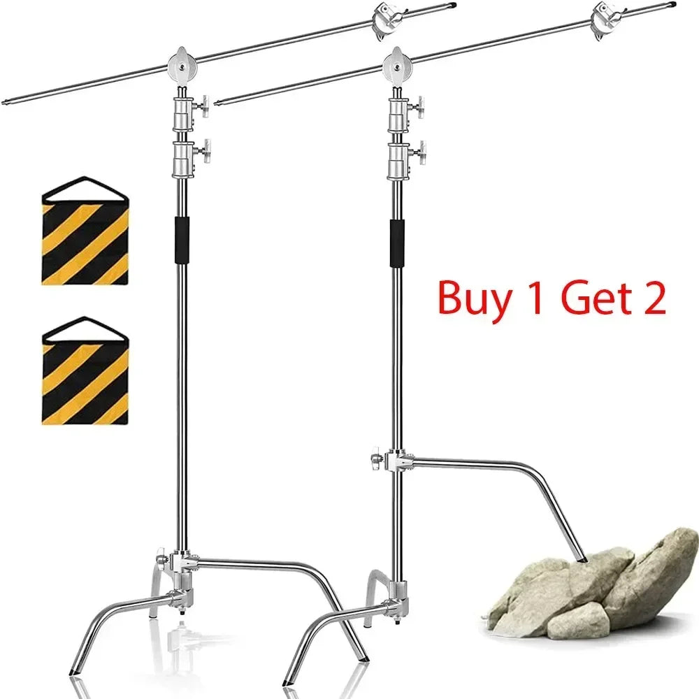 SH Photography C Stand Tripod With Boom Arm Grip Head
