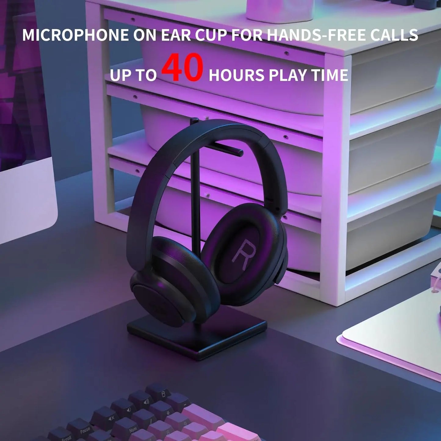 Redragon H610 Wireless Gaming Headset BT 5.3 with ANC Noise Cancellation, 50H Battery, Lightweight, Over-Ear Headphones