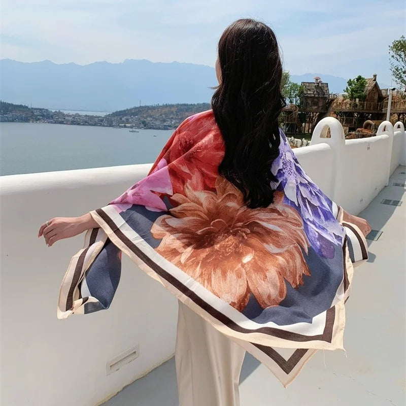 Scoiry Velvet Travel Scarf Square Beach Cover Up For Women