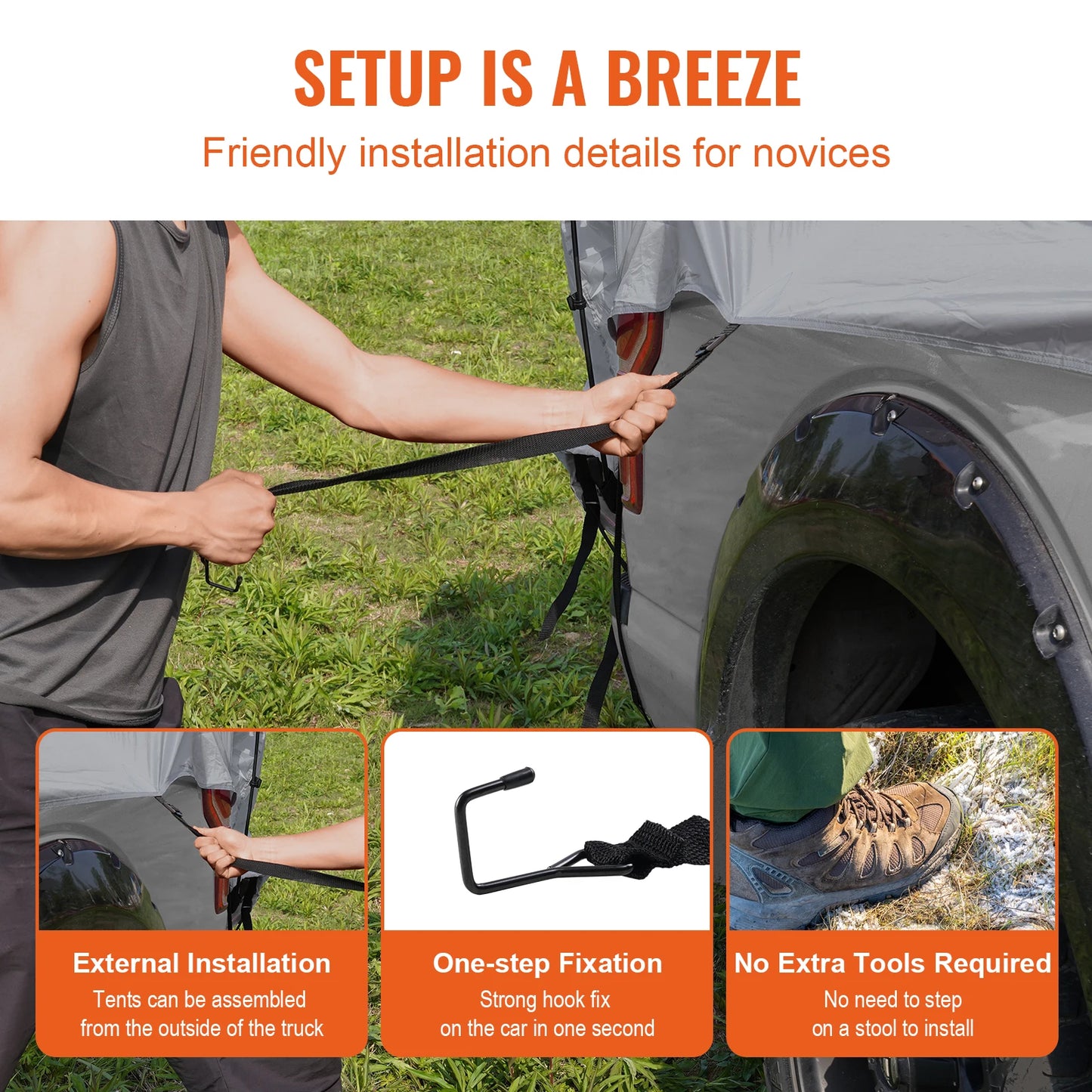 SucceBuy Truck Bed Tent 5.5'-6'Pickup Truck Tent with Rain Layer and Carry Bag Waterproof PU Double Layer Truck Tent for Camping
