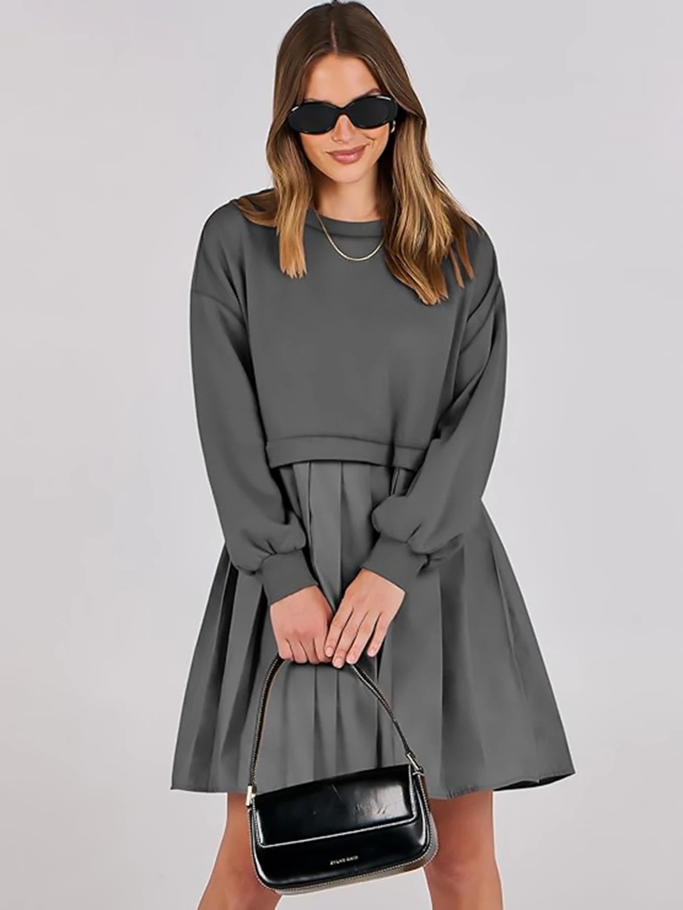 Plus Size Women Pleated Dress Fashion Comfortable Dress