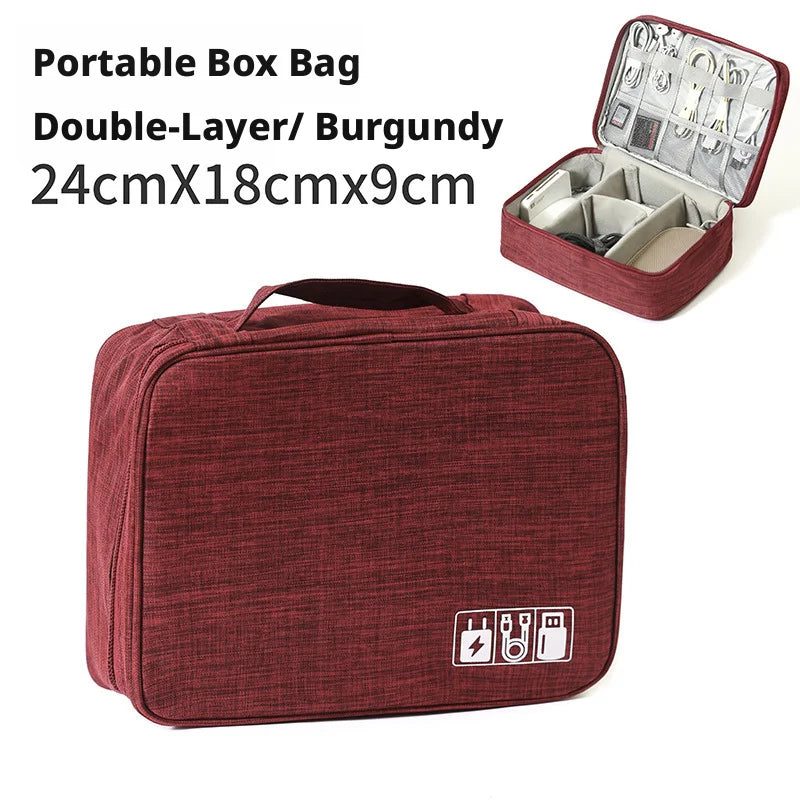 Portable Multi Layer Digital Storage Bag Cable Organizer for Travel