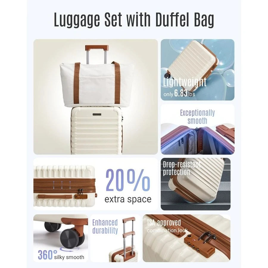 Carry-On Luggage Set With Wheels Expandable Hardside Lightweight