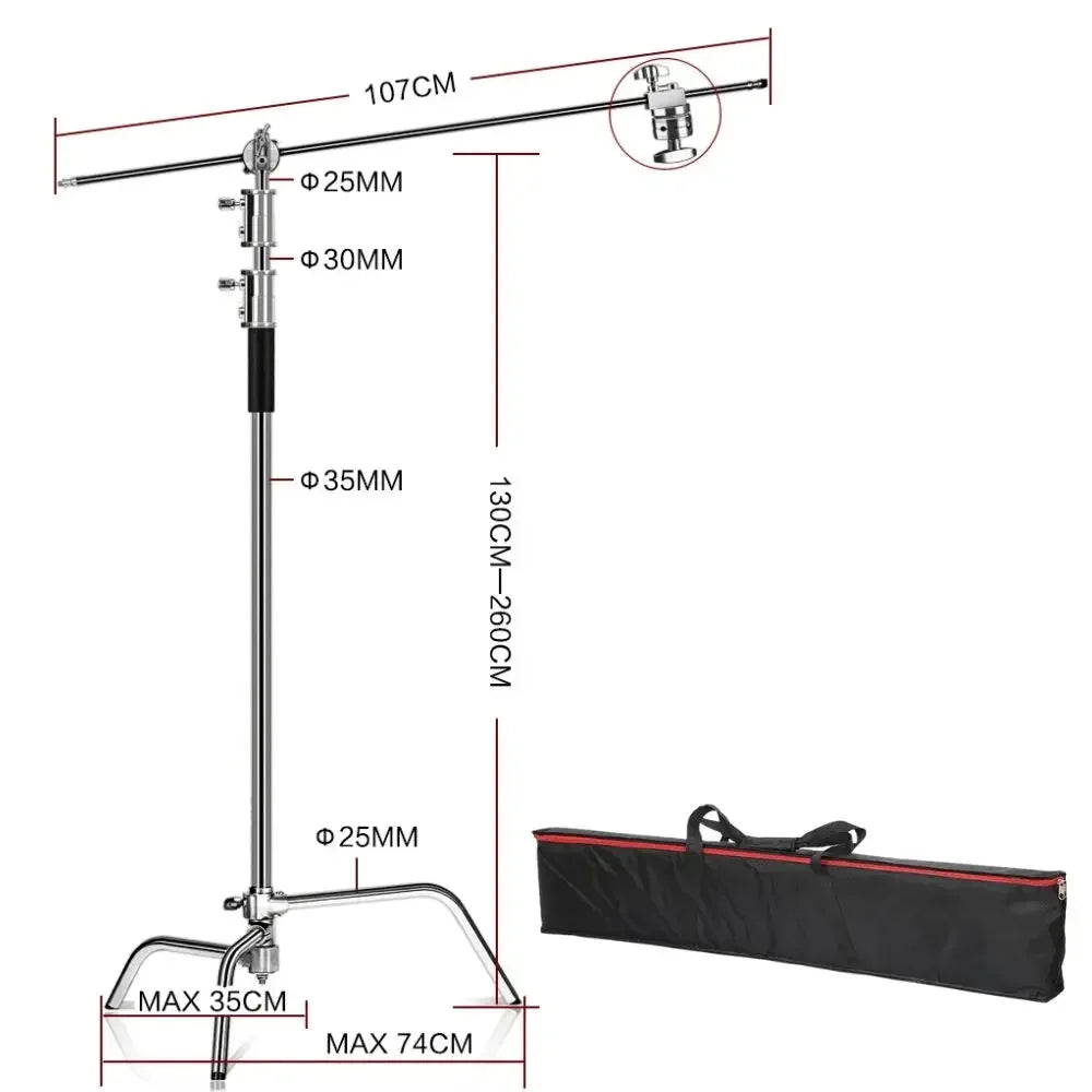 SH Photography C Stand Tripod With Boom Arm Grip Head
