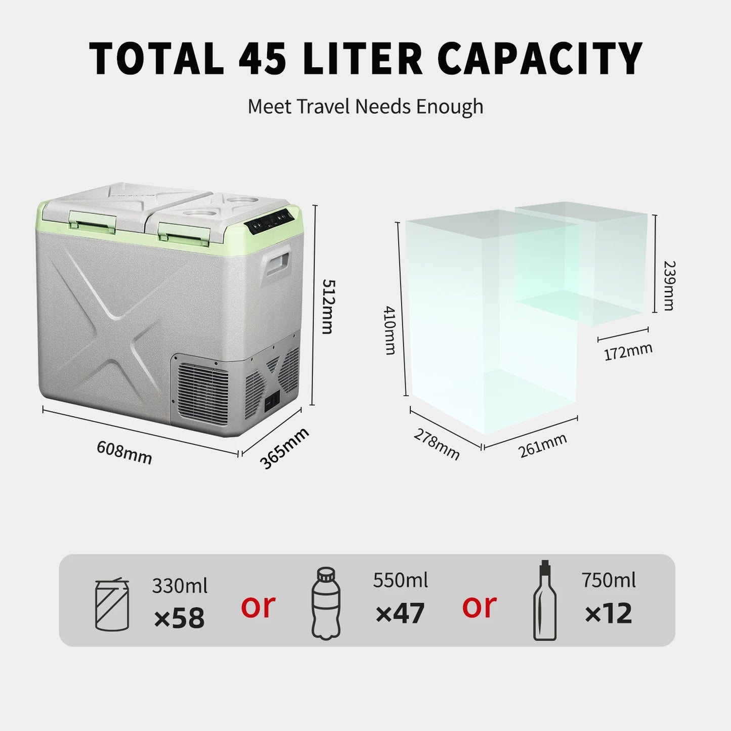 Alpicool XD35 45 55 Portable Car Fridge Compact 12V 220V Fridge Freezer with LED Light for Car & Boat
