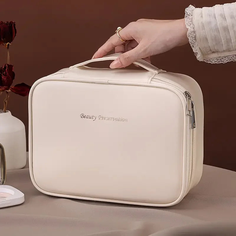 Waterproof PU Travel Cosmetic Bag With Organized Storage Divider