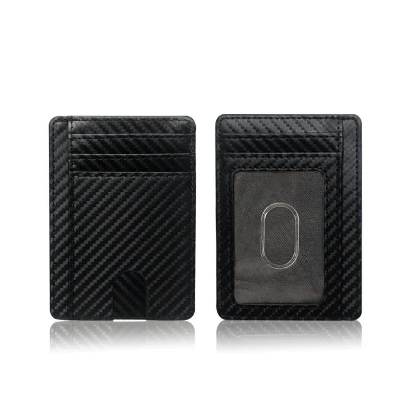 RFID Blocking Wallet Men ID Credit Card Holders Pu Leather Carbon Fiber Minimalist Wallets Male Thin Slim Smart Card Holder Case