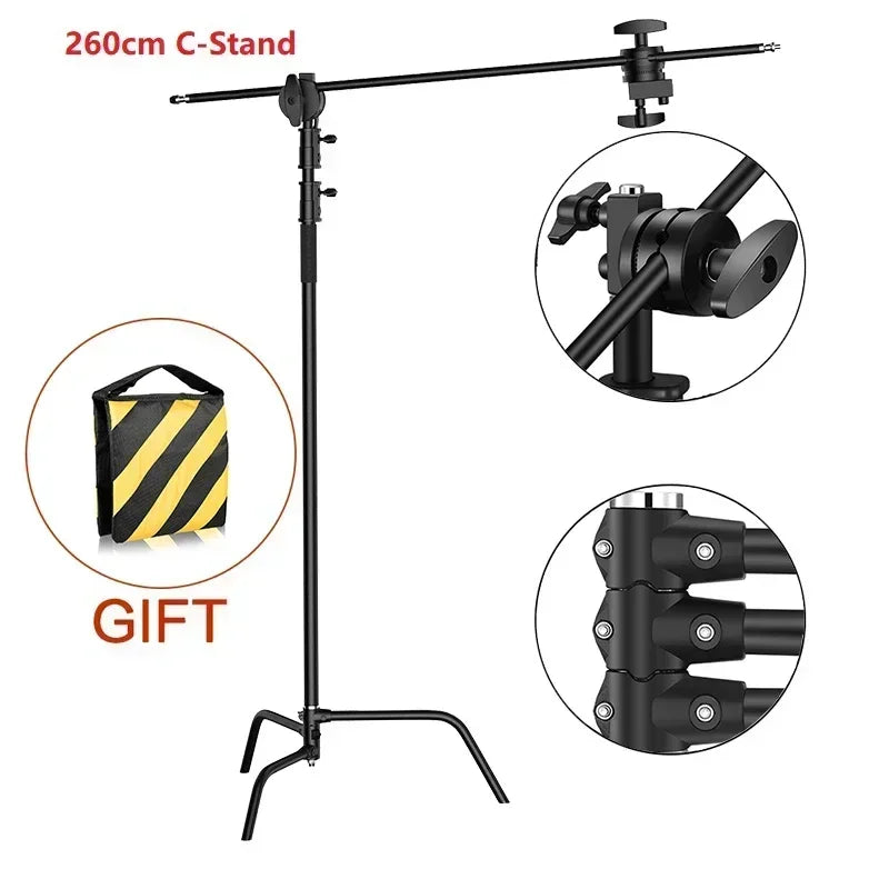 SH Photography C Stand Tripod With Boom Arm Grip Head