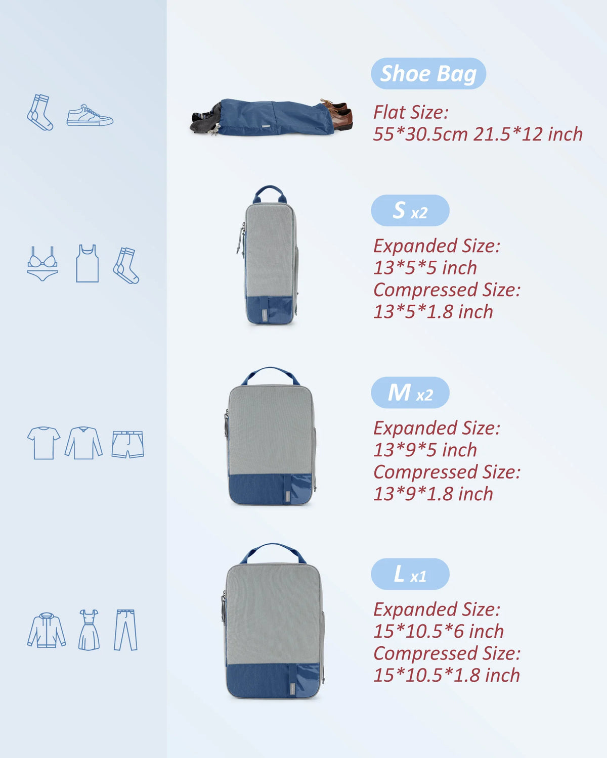 BAGSMART Compression Packing Cubes for Travel and Luggage Organization