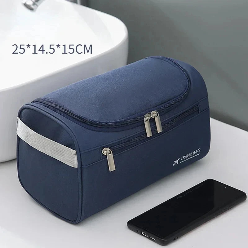 Men Women Leather Hanging Toiletry Bag Travel Cosmetic Storage Organizer