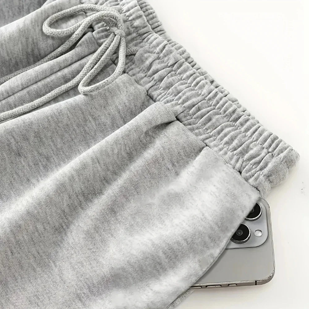 Womens Cat Paw Print Fleece Sweatpants Loose Fit Casual Streetwear