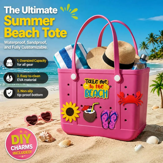 Ladies Rubber Beach Bag Sand Proof Travel Handbag Free Gift