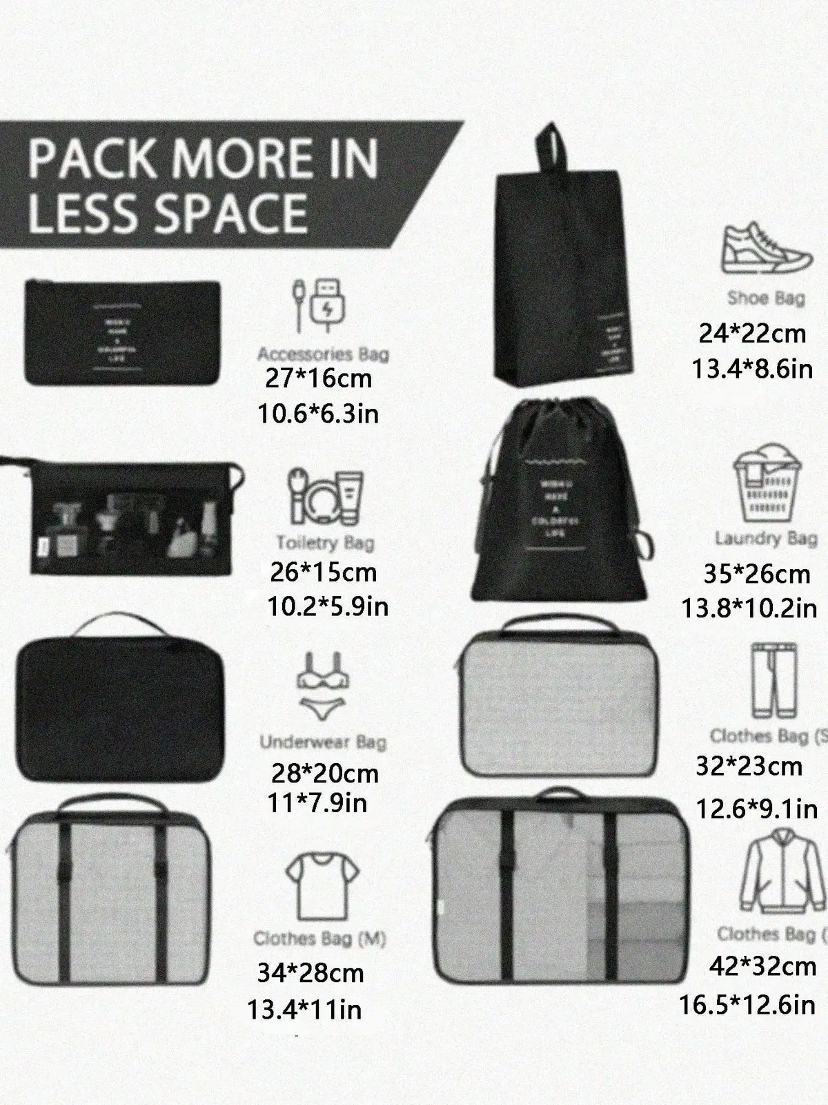 Premium Travel Packing Cubes Set With Mesh Compression Bags
