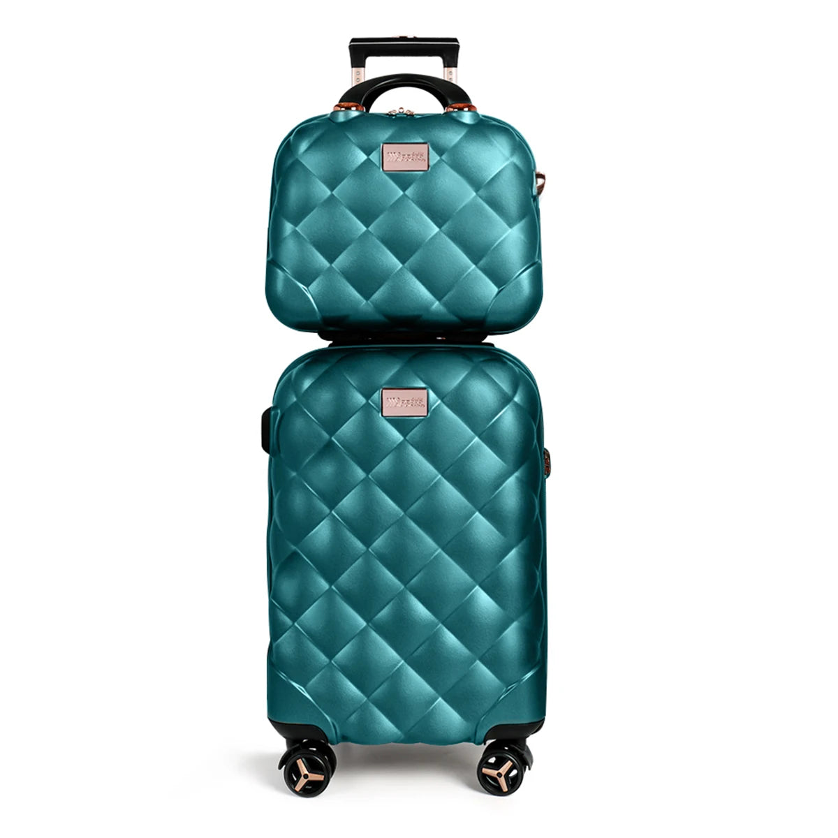 Hard Shell Luggage Set 20in+14in Airline Approved PP Durable Lightweight Expandable Suitcase for Traveling 14inch Makeup Case