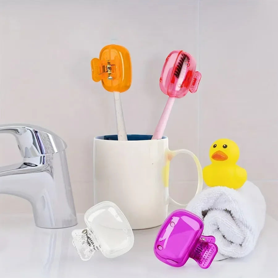 Travel Toothbrush Dust Cap Portable Storage Box Clip