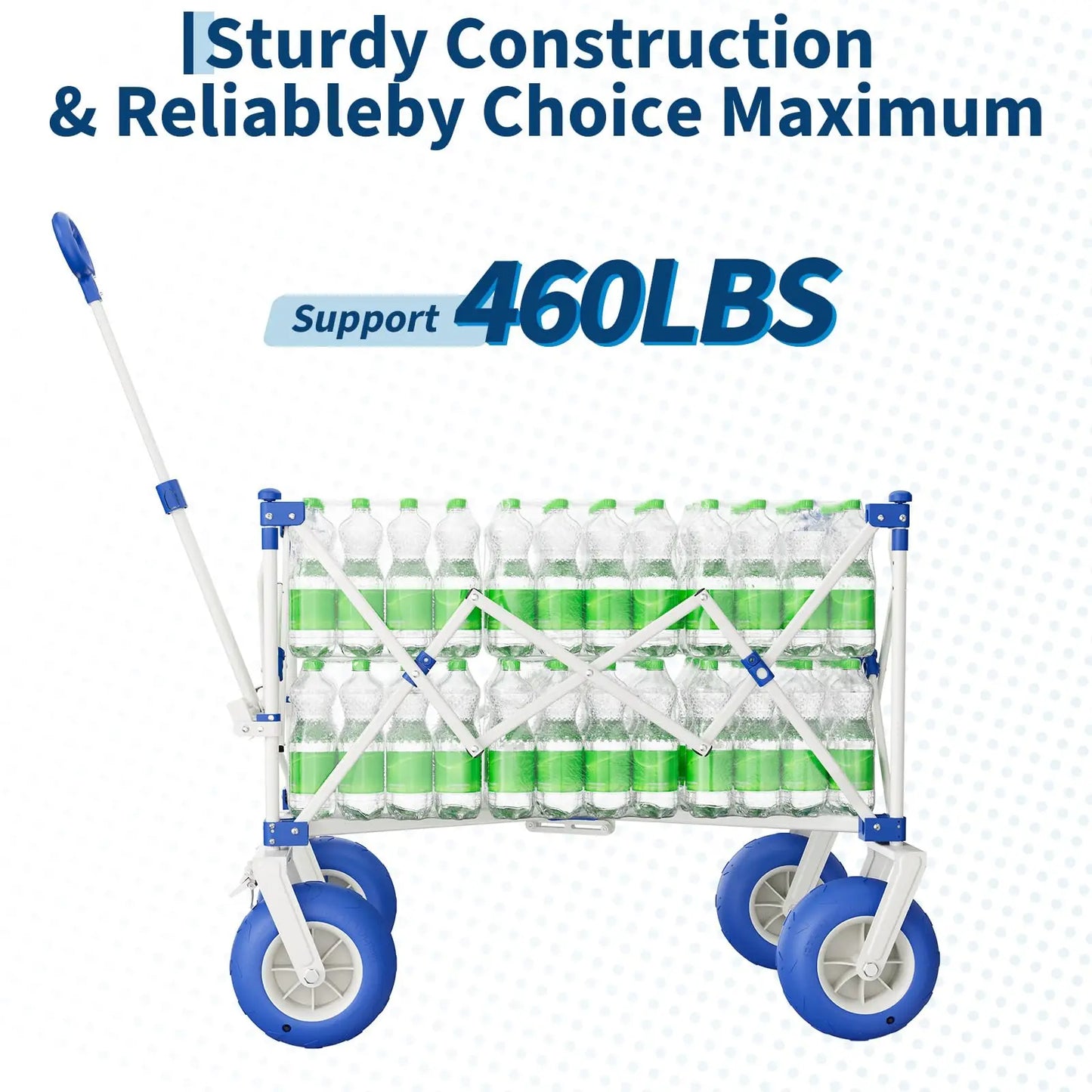 HiMiss Heavy Duty Folding Utility Wagon With All Terrain Wheels