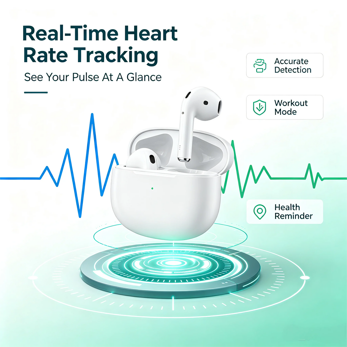 ZZLOVE Noise Cancelling Bluetooth Sport Earbuds With Heart Rate Monitor