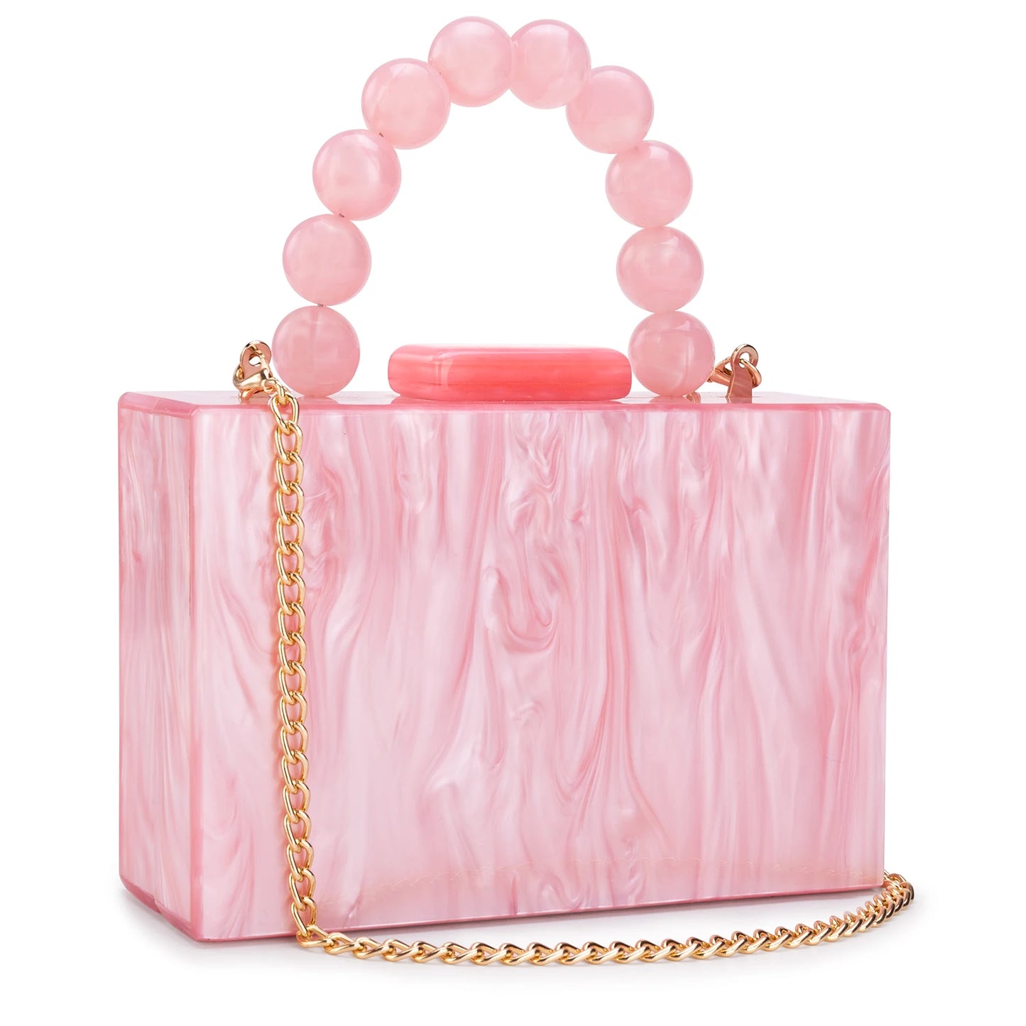 Luxury Acrylic Marble Box Clutch Bag Chain For Party Wedding