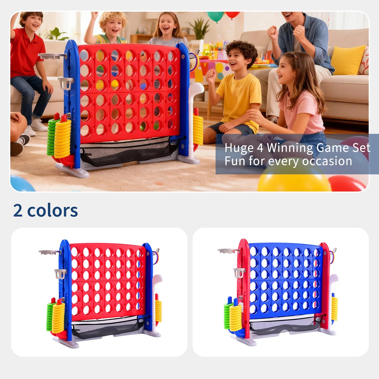 Giant Connect Game Basketball Hoop Ring Toss Outdoor Family Playset