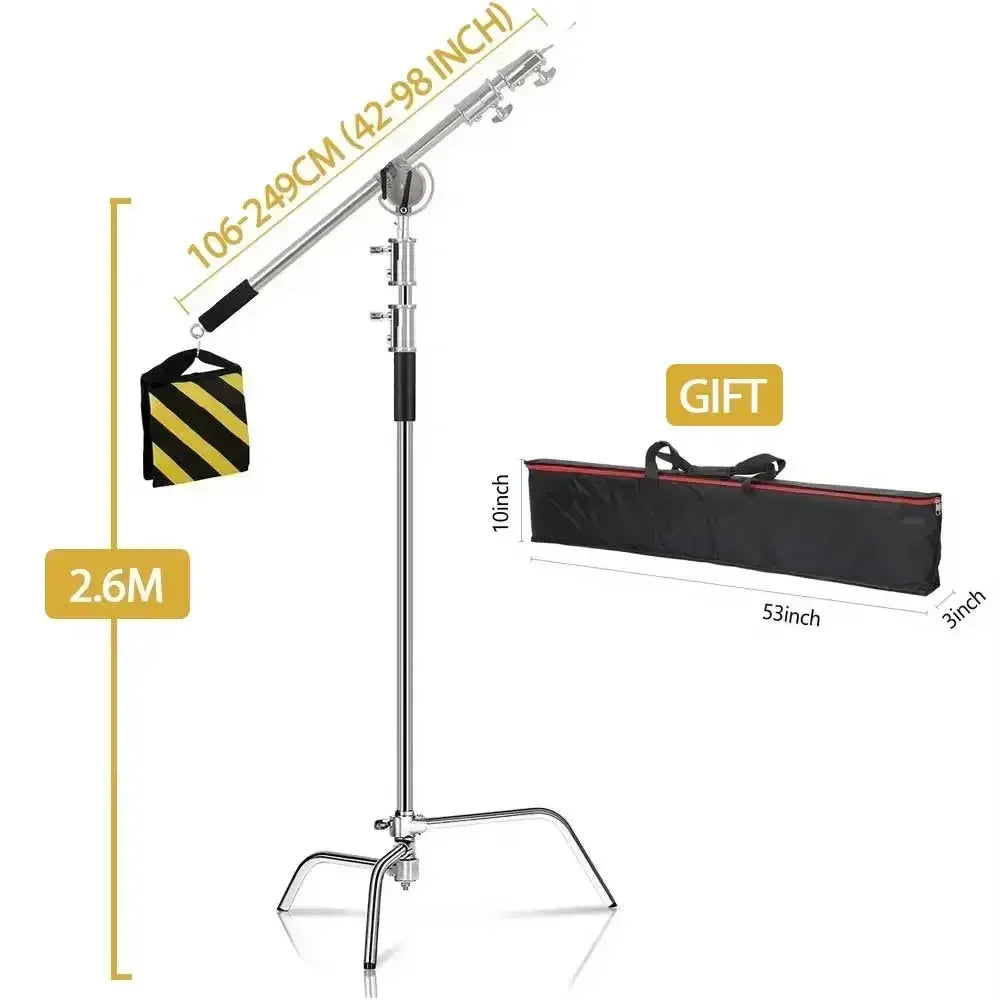SH Photography C Stand Tripod With Boom Arm Grip Head