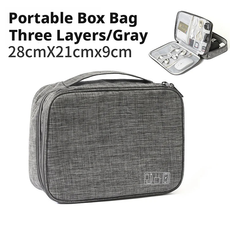 Portable Multi Layer Digital Storage Bag Cable Organizer for Travel
