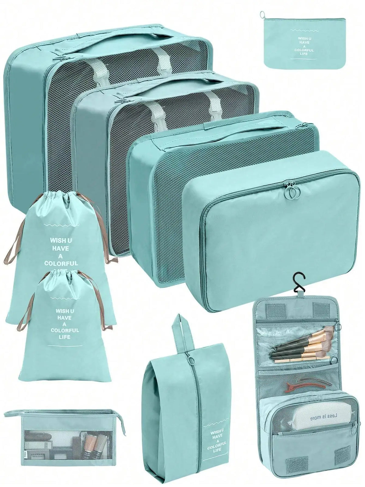 Premium Travel Packing Cubes Set With Mesh Compression Bags