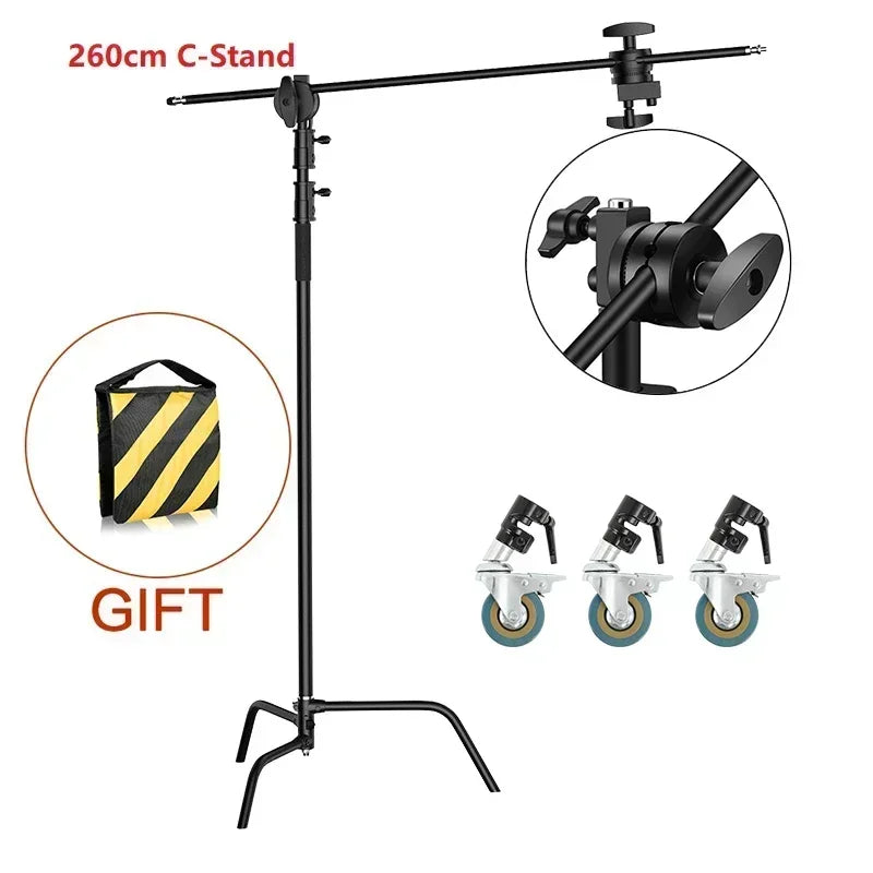 SH Photography C Stand Tripod With Boom Arm Grip Head