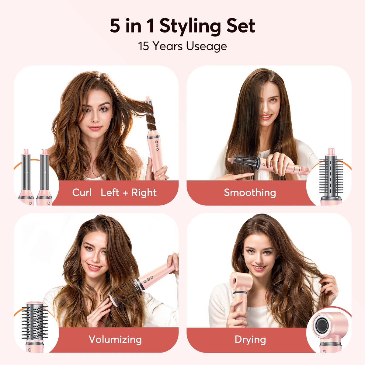 BOPCAL 5-in-1 Hot Air Hair Dryer and Styling Brush