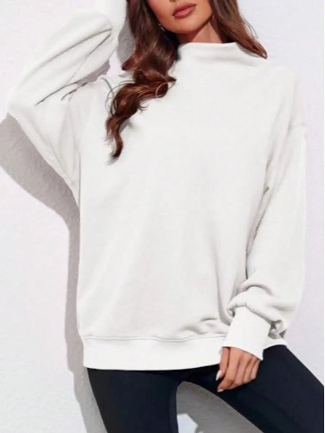 Fisoew Oversized Ribbed Turtleneck Sweater Long Sleeve Knit Pullover Top Casual Loose Fit Shirt winter clothes women sweatshirt