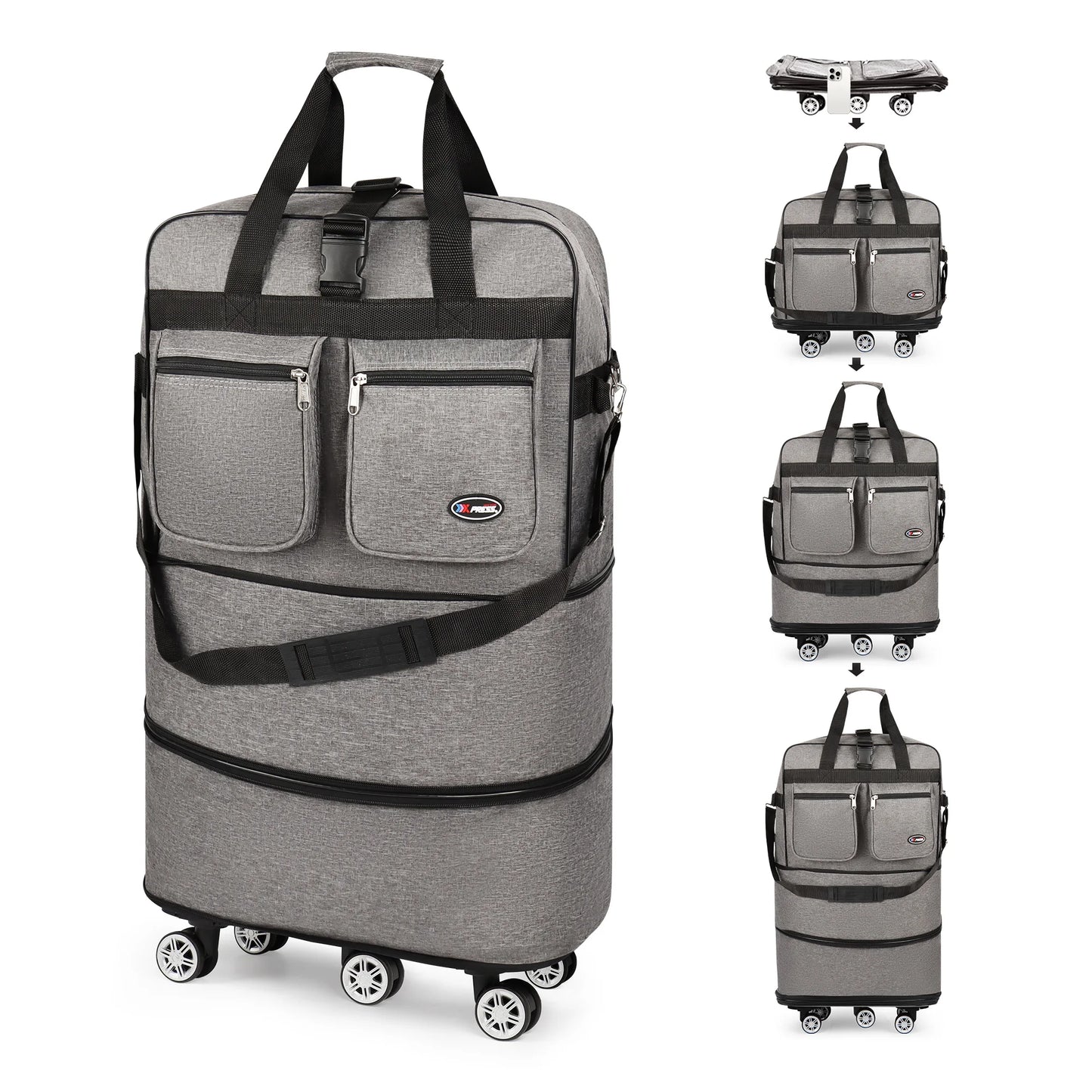 Folding Travel Bag Luggage Compartment Swivel Wheel Storage Box Large Capacity Telescopic Luggage Bag Overnight Bag 30"/36"/40"