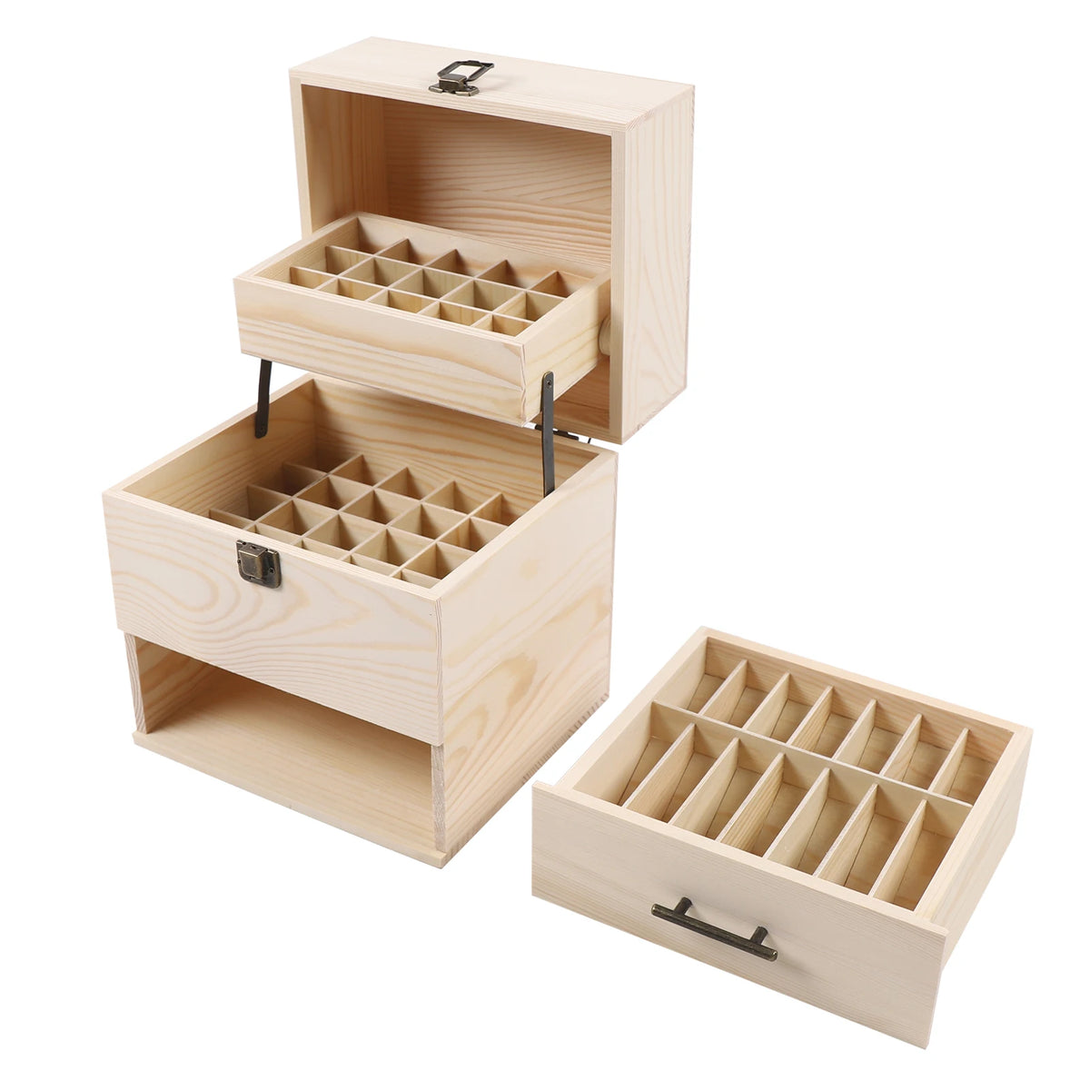 Premium Wooden Essential Oil Storage Box With 59 Grid Slots