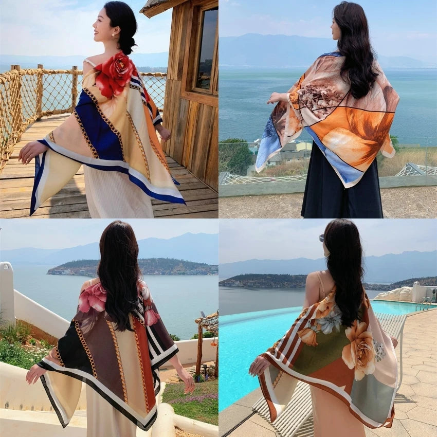 Scoiry Velvet Travel Scarf Square Beach Cover Up For Women