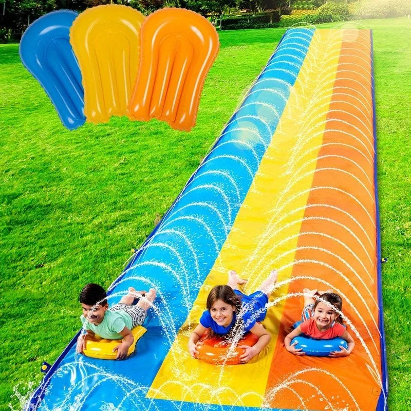 Joyfy Triple Water Slide Bodyboards And Sprinkler For Backyard Fun