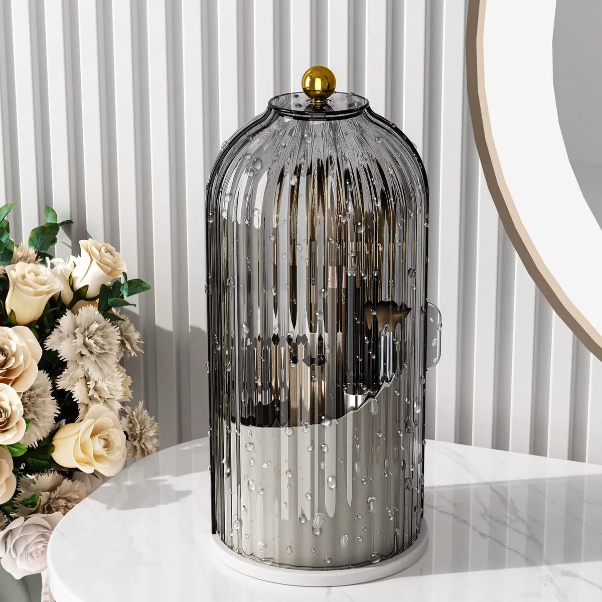 YOOLENS Rotating Makeup Brush Holder With Dustproof Clear Lid