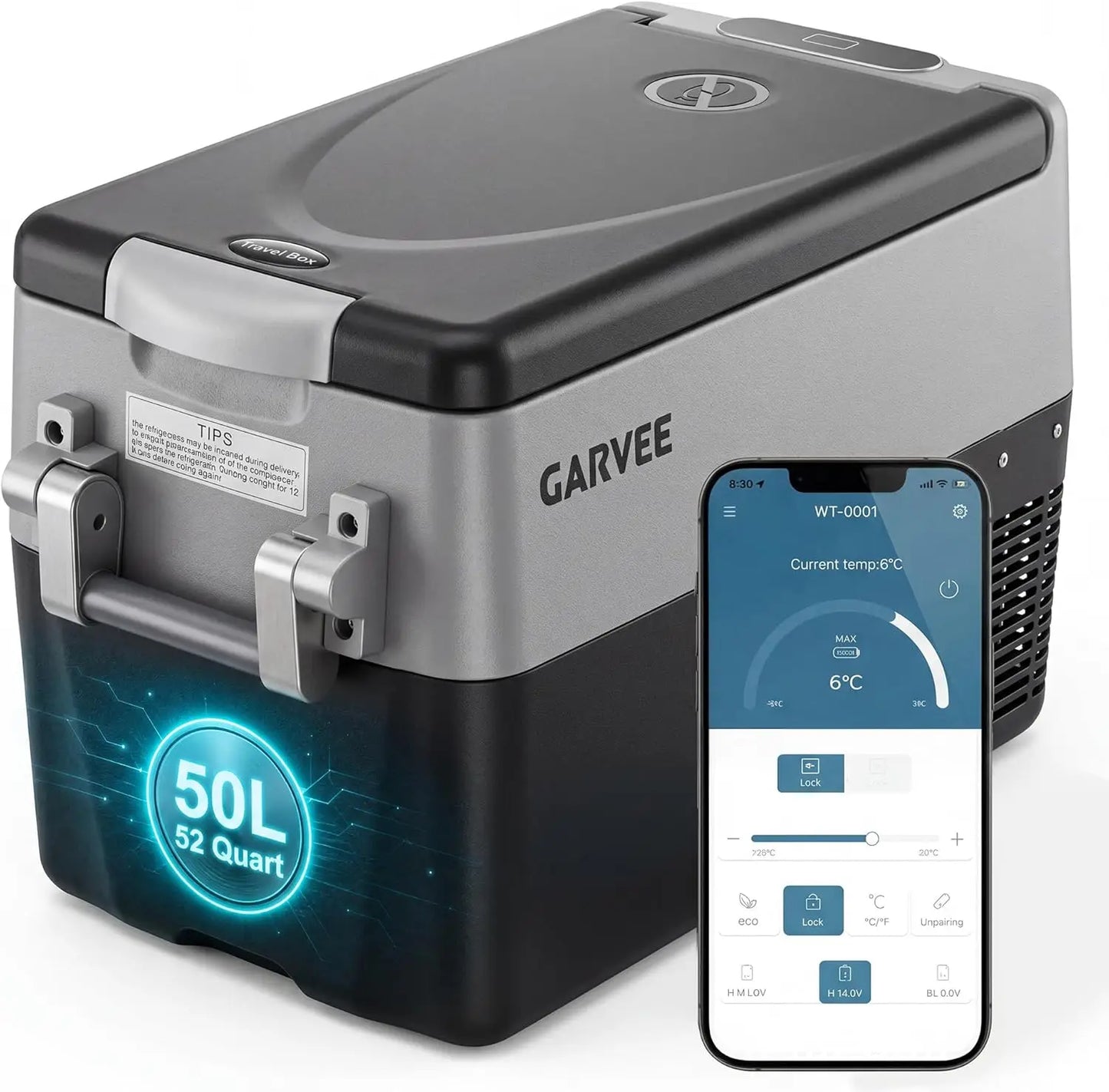 30L/40L /50L Portable Car Refrigerator, Dual Zone 12V Fridge Freezer with App Control, 12/24V DC & 110-240V AC Portable Cooler for Camping, Fishing, Travel & Home Use