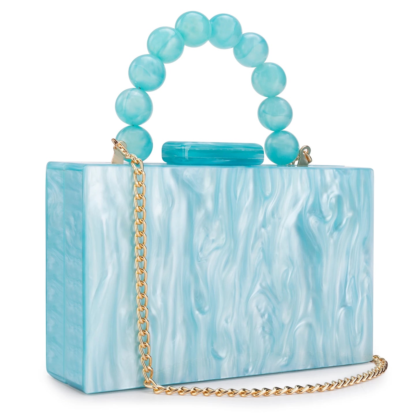 Luxury Acrylic Marble Box Clutch Bag Chain For Party Wedding