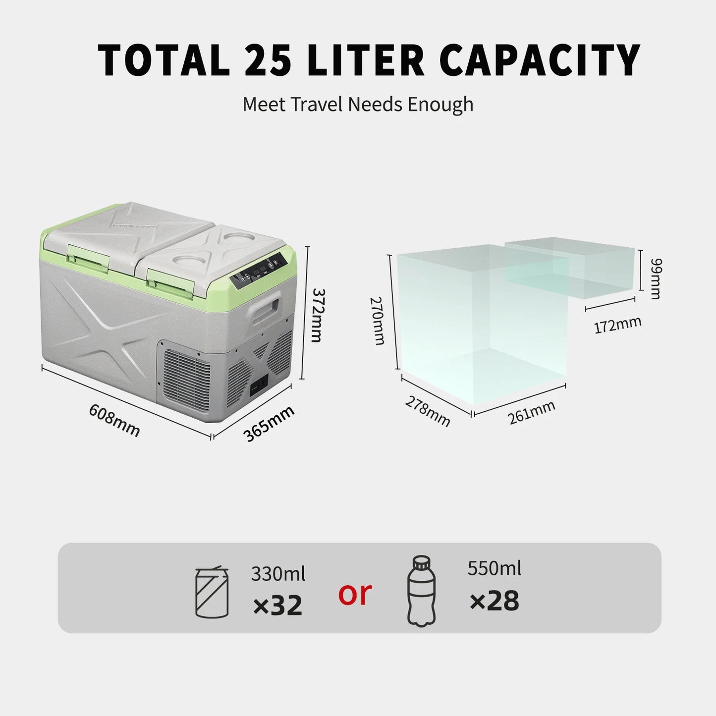 Alpicool XD35 45 55 Portable Car Fridge Compact 12V 220V Fridge Freezer with LED Light for Car & Boat